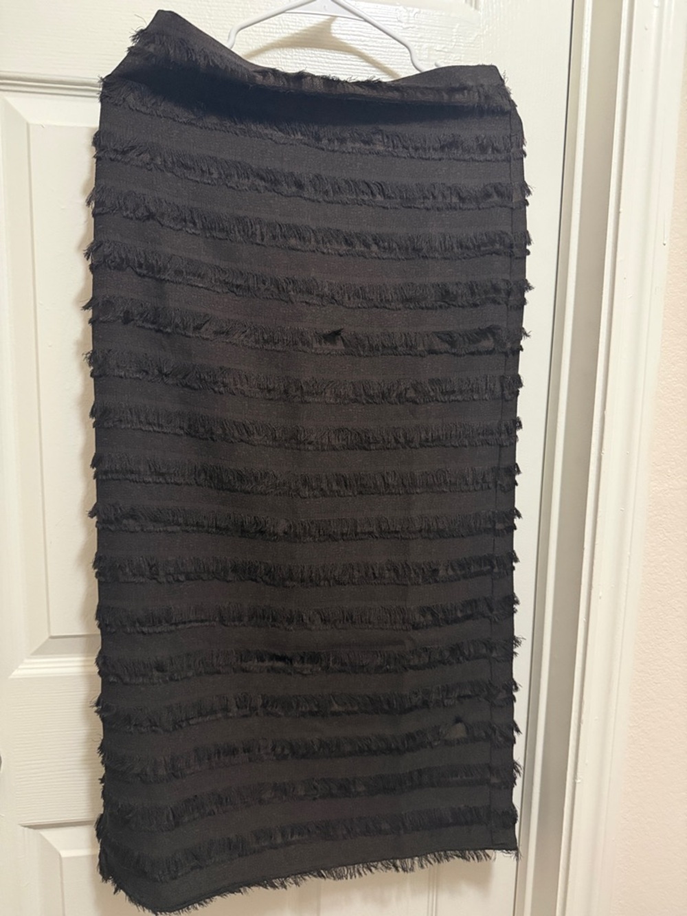 H&M Black Fringe-Striped Pencil Skirt